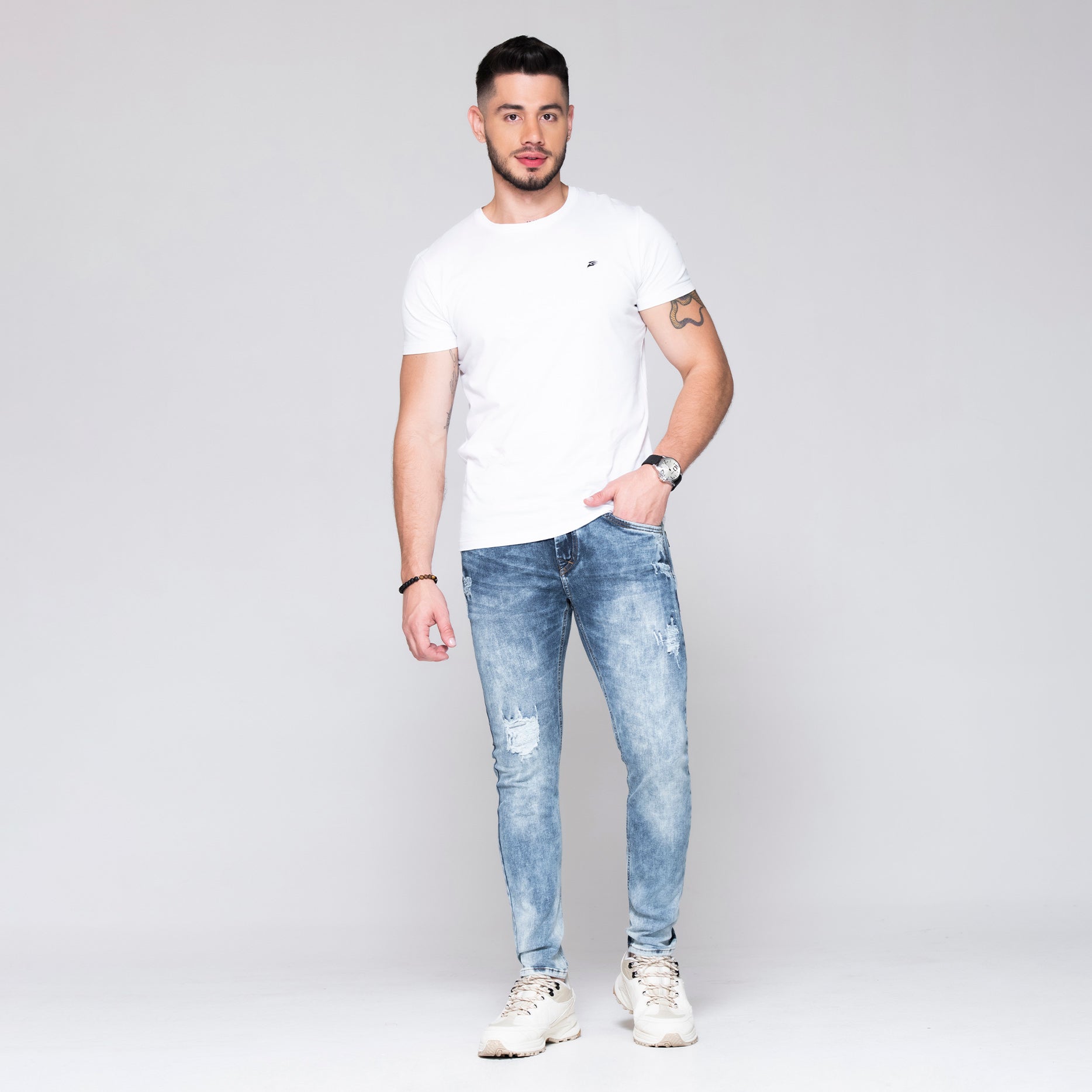Jean Skinny Color Azul Medio Marca Rappaz
