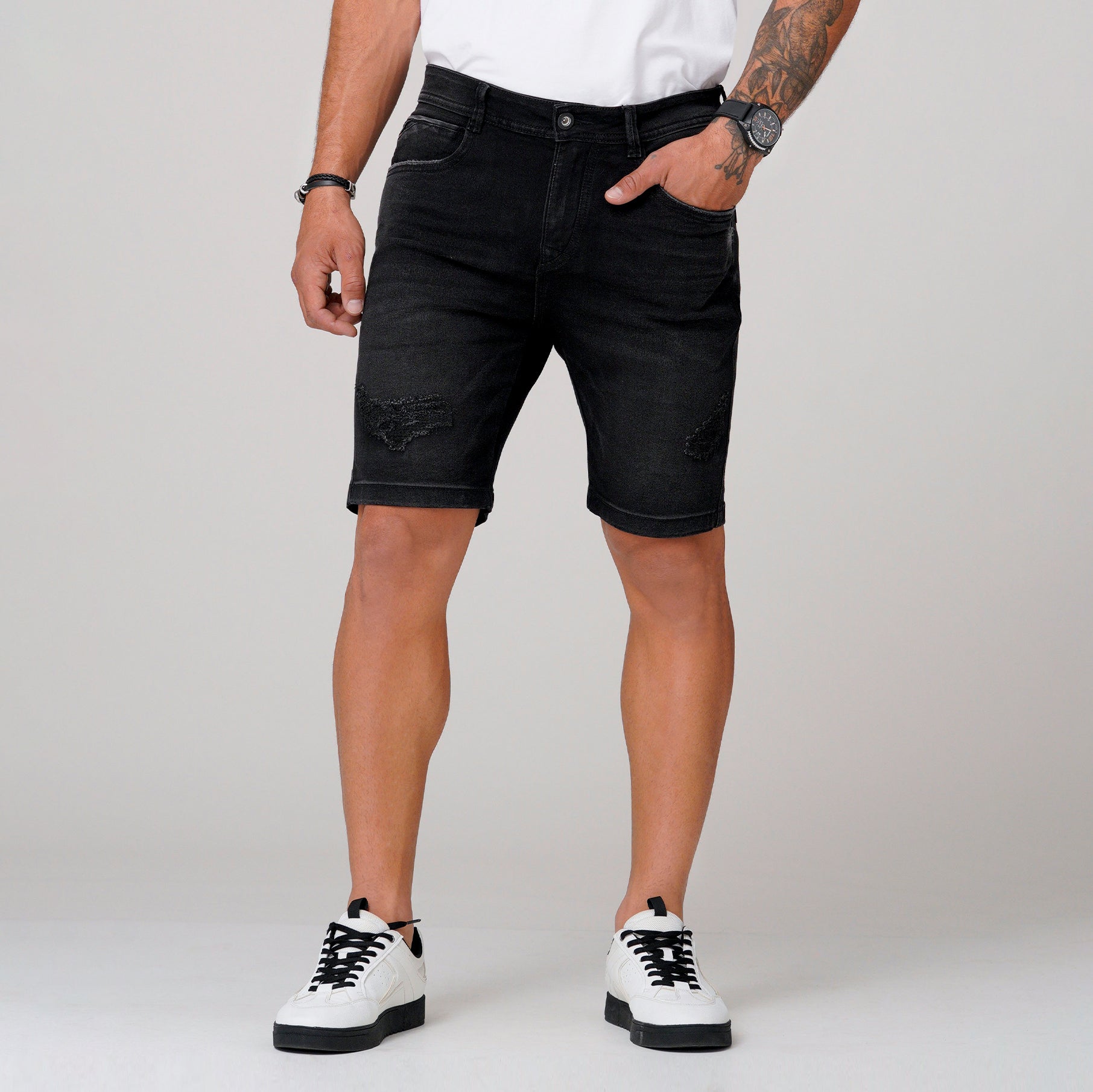 Bermuda Denim Color Negro Marca Rappaz