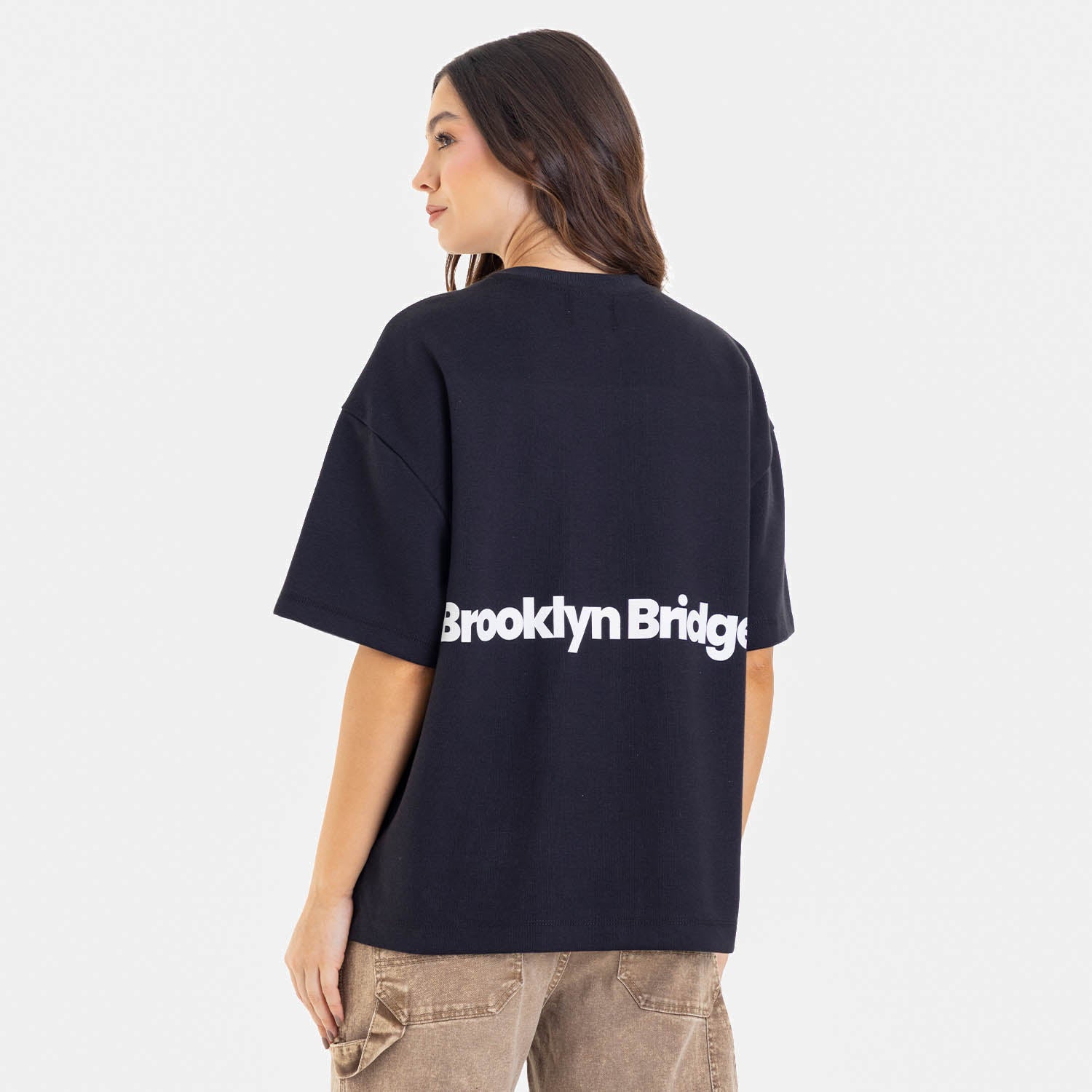 Boxy Fit Tee Brooklyn Bridge Black