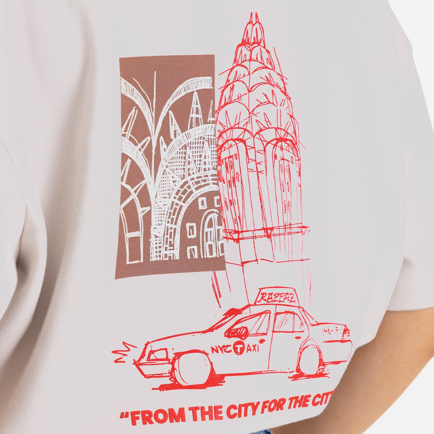 Boxy Fit City Sketch Tee Sand