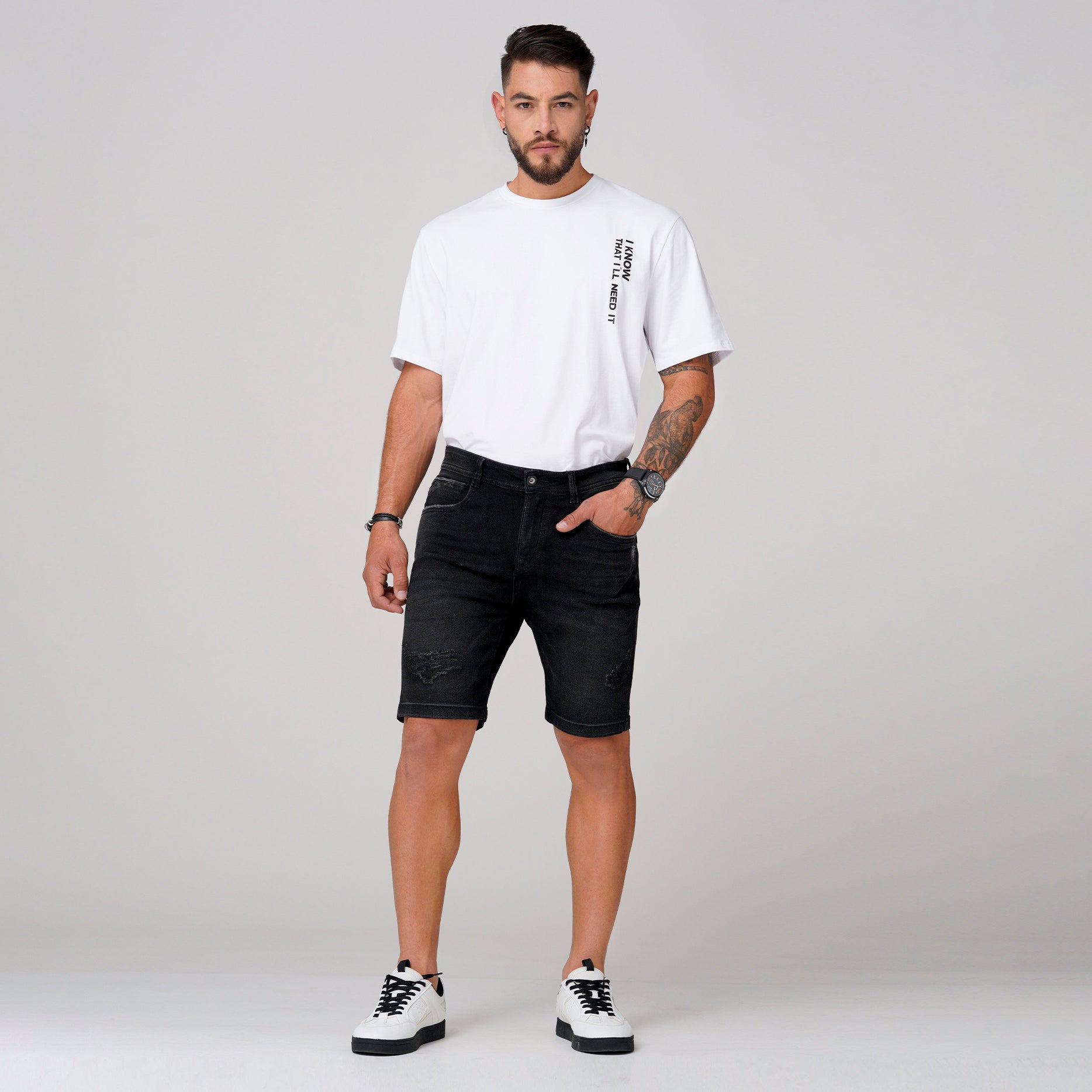 Bermuda Denim Color Negro Marca Rappaz
