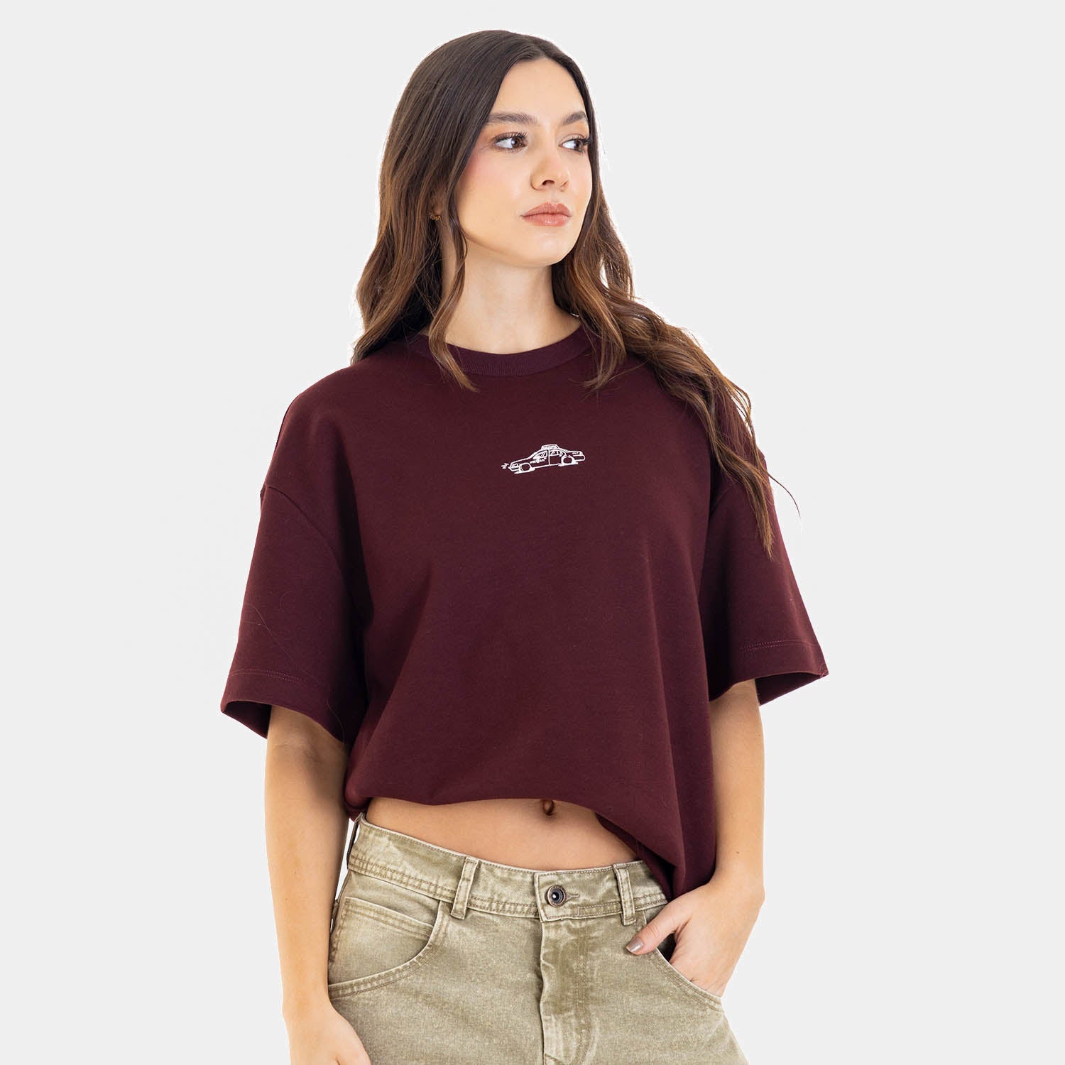 Boxy Fit City Sketch Tee Wine
