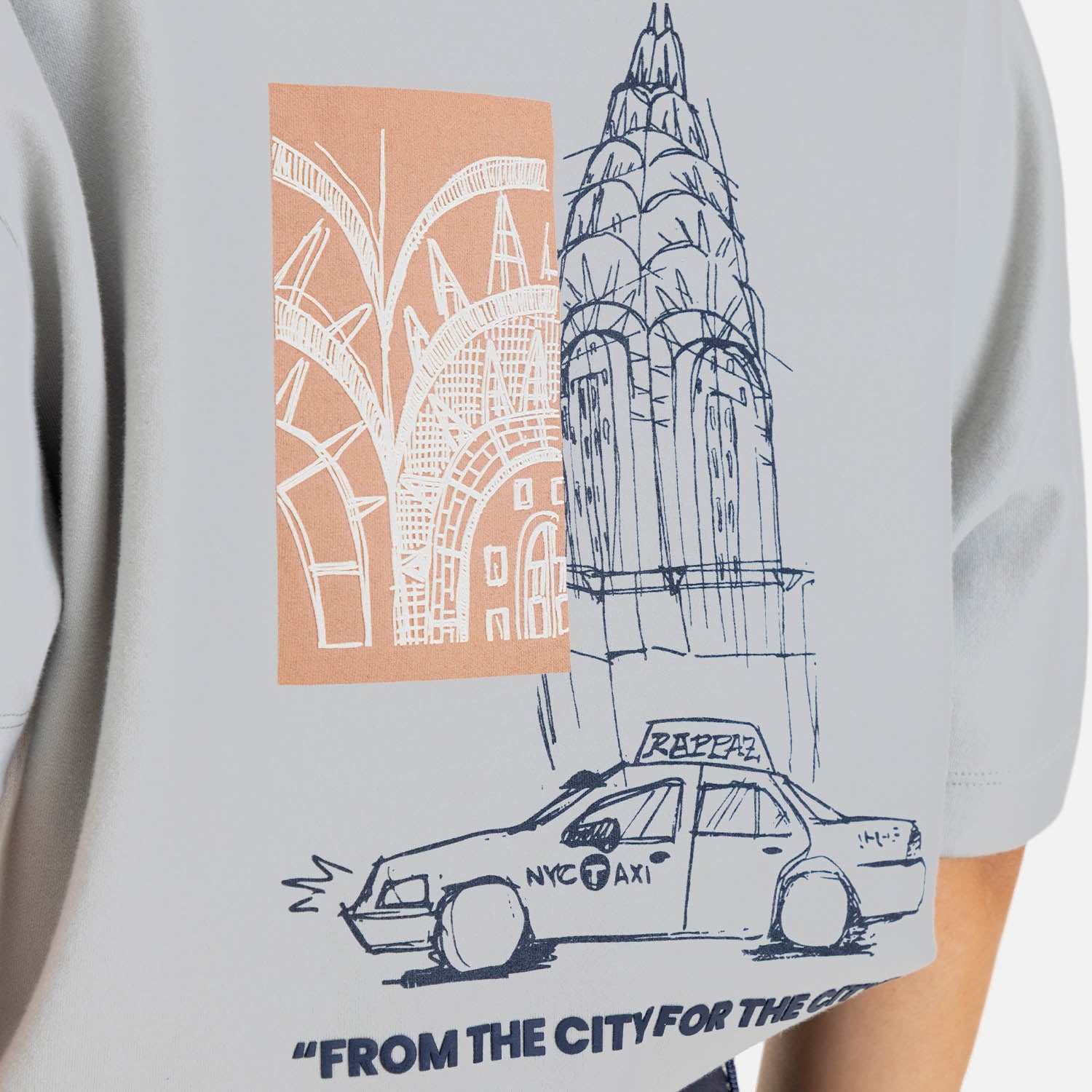 Boxy Fit City Sketch Tee Sage