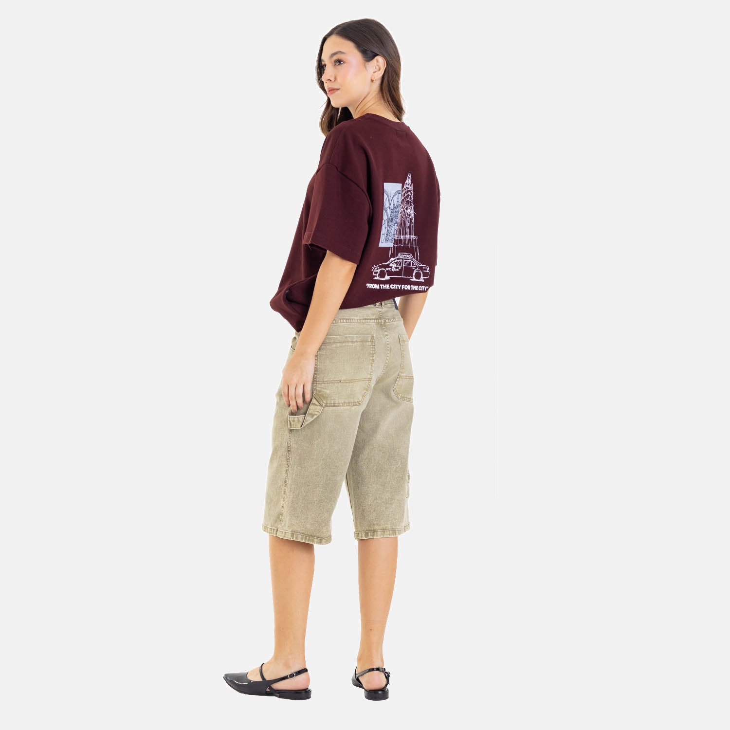 Boxy Fit City Sketch Tee Wine