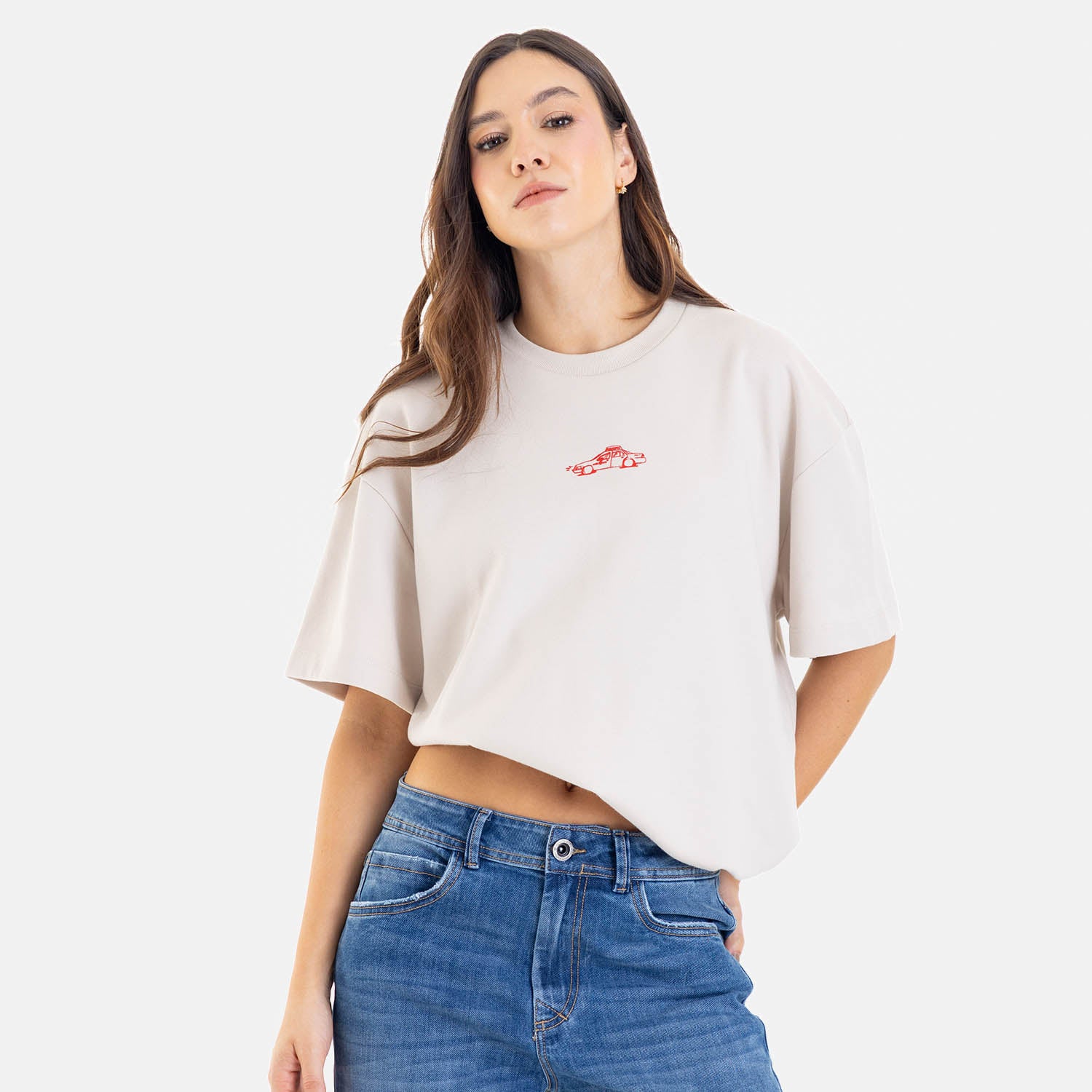 Boxy Fit City Sketch Tee Sand