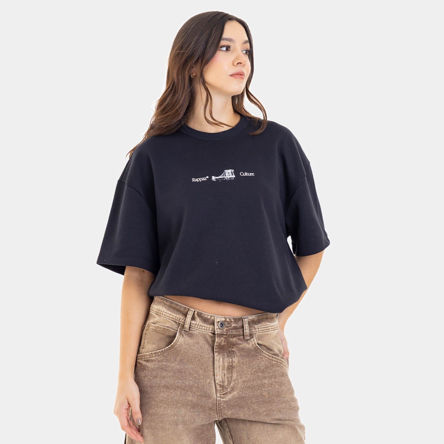 Boxy Fit Tee Brooklyn Bridge Black