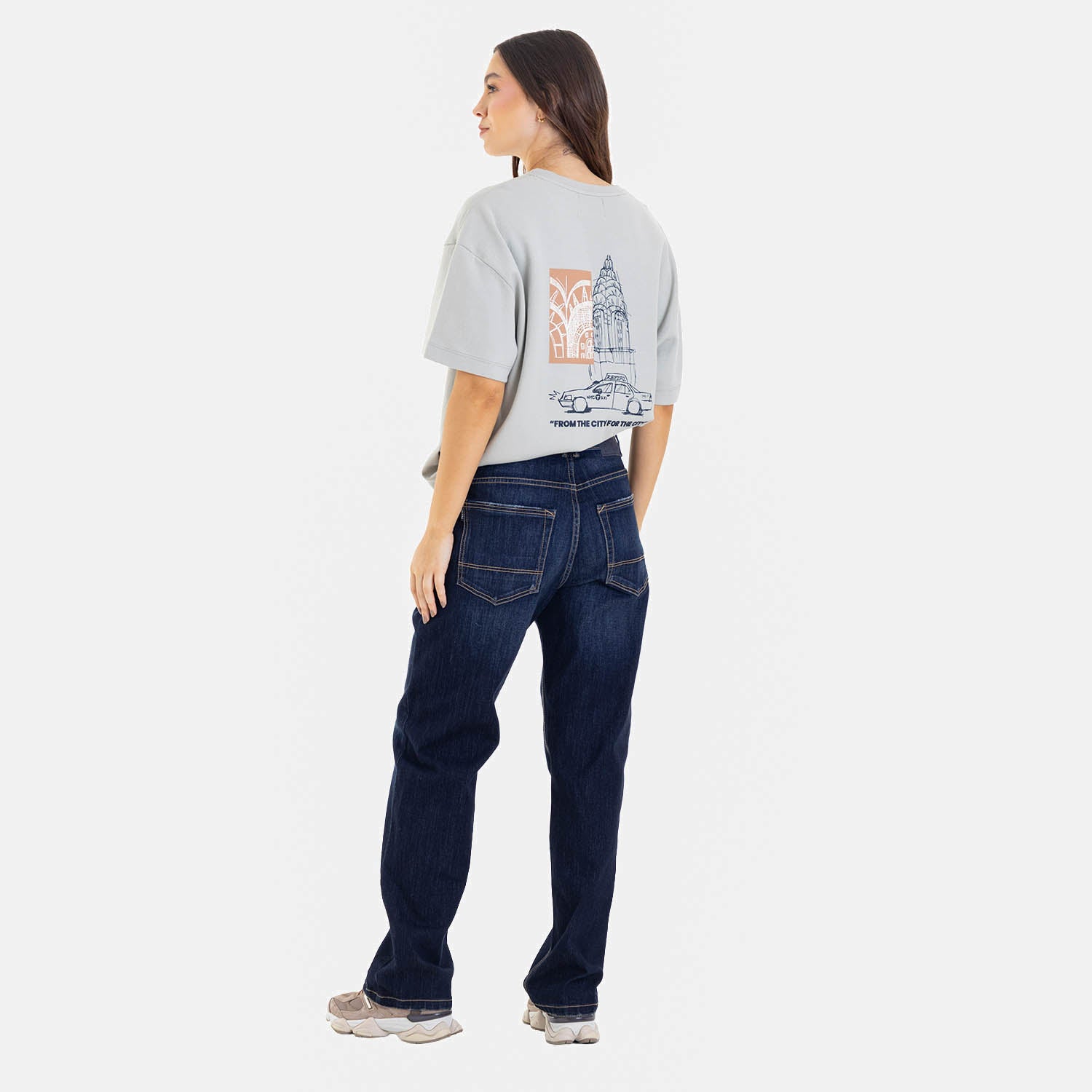Boxy Fit City Sketch Tee Sage