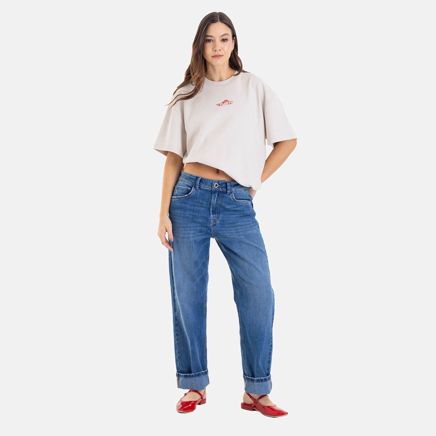 Boxy Fit City Sketch Tee Sand