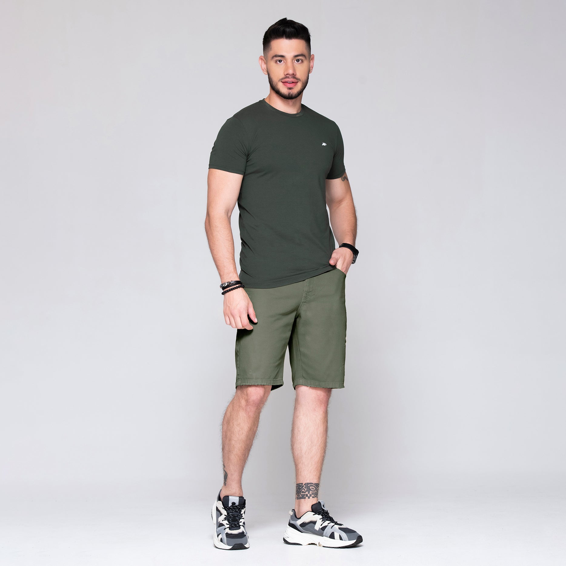 Bermuda Clasica Color Kaki Y Verde Militar Marca Rappaz