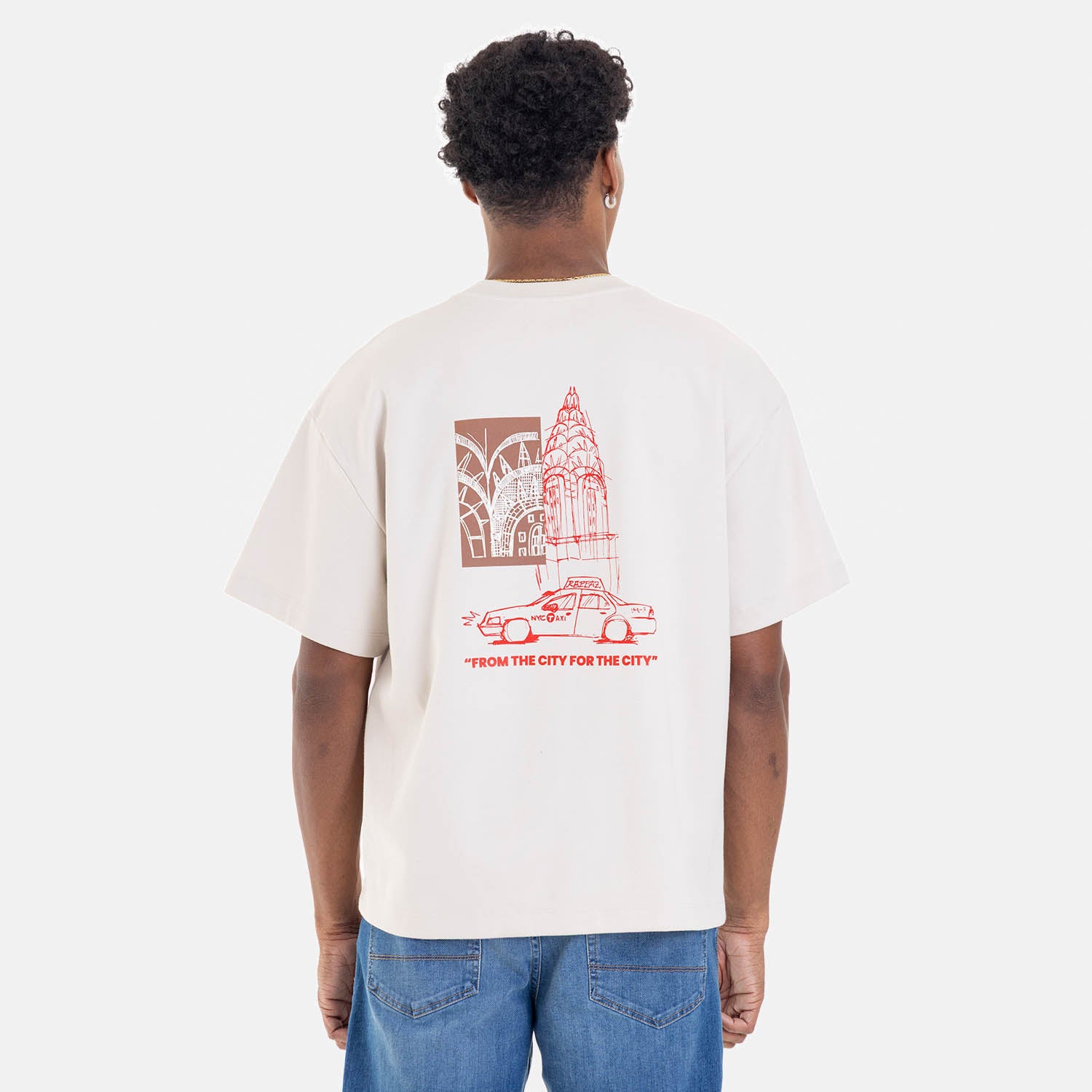 Boxy Fit City Sketch Tee Sand