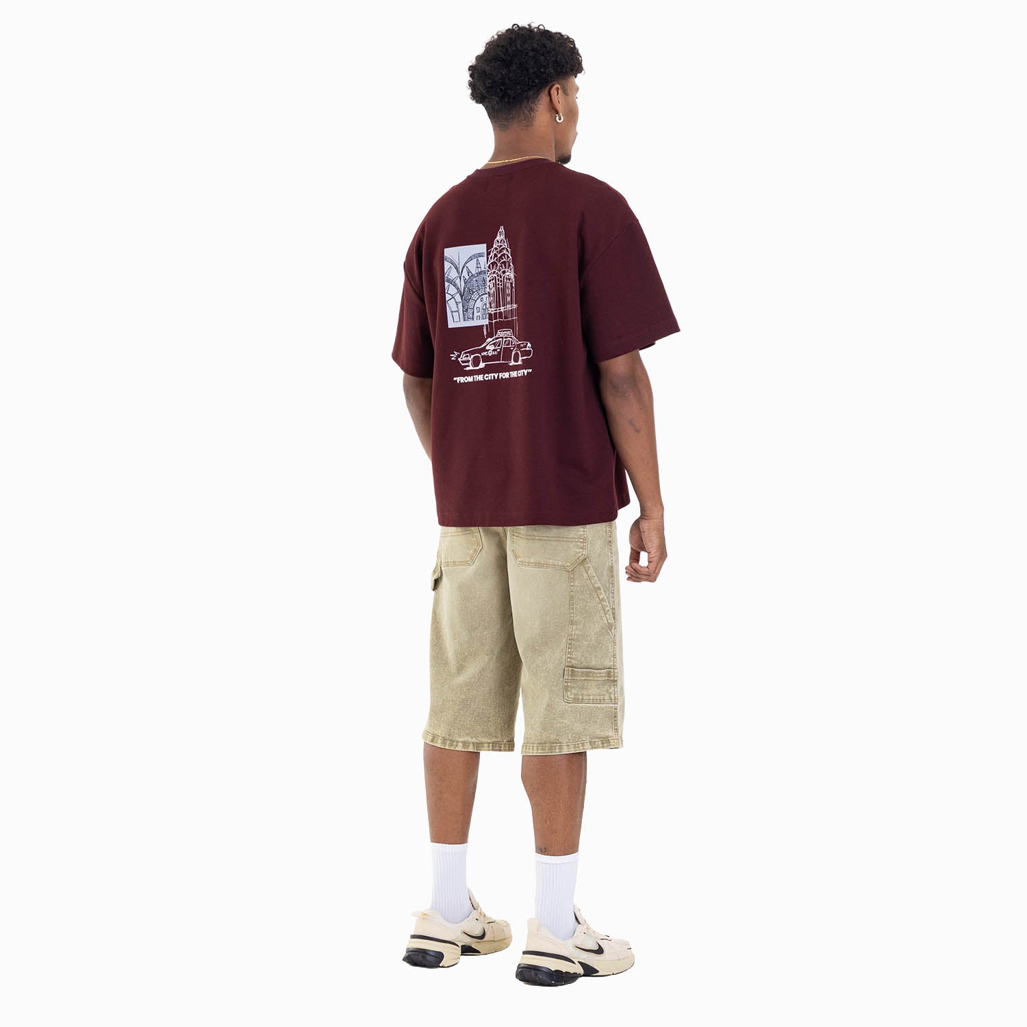 Boxy Fit City Sketch Tee Wine