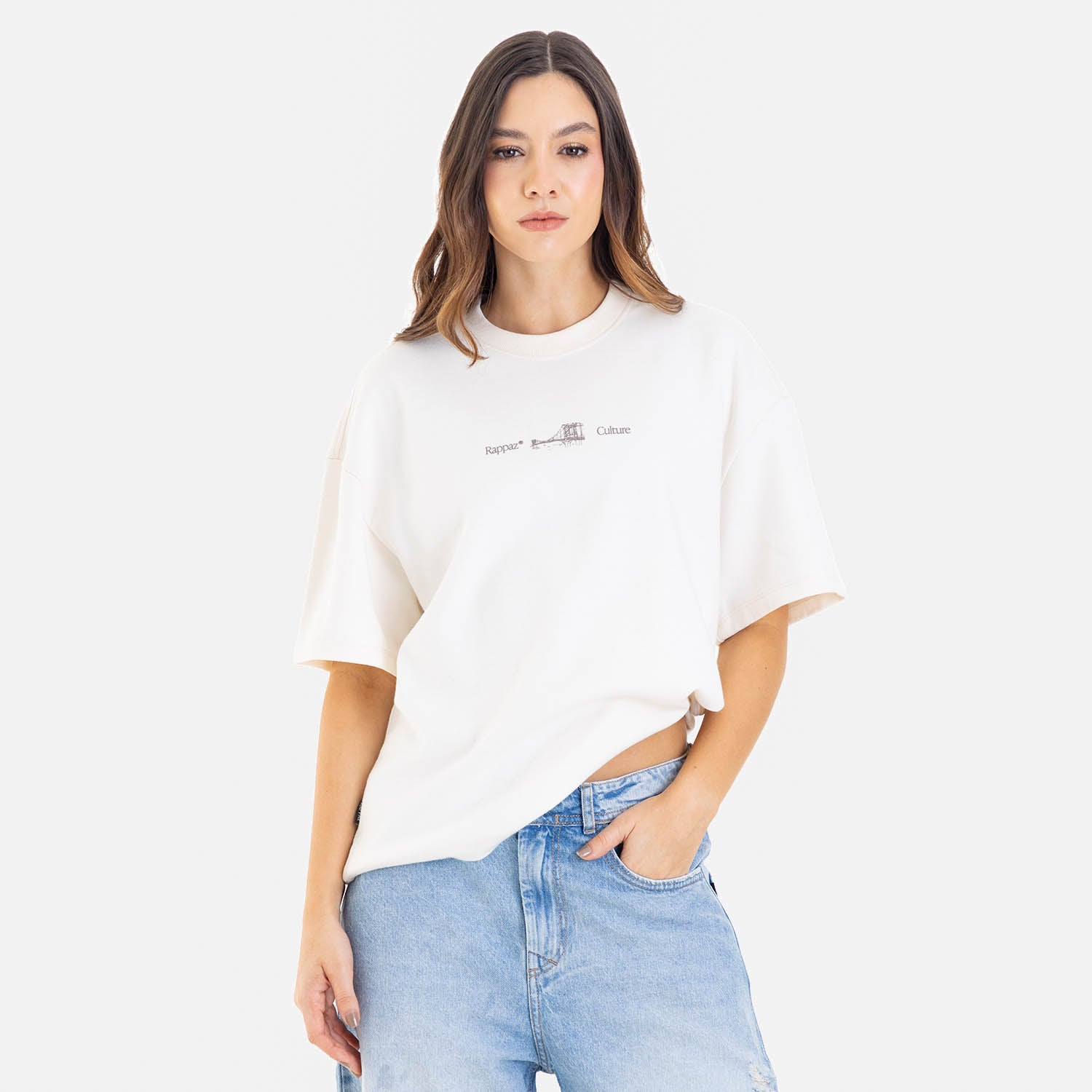Boxy Fit Tee Brooklyn Bridge Ivory