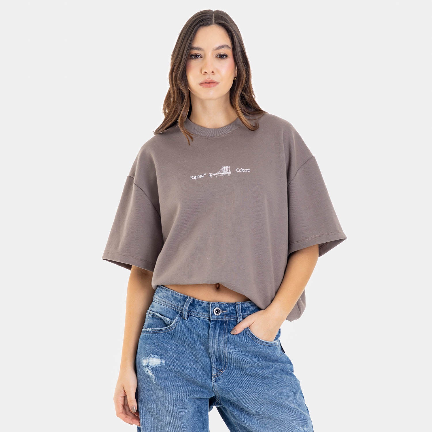 Boxy Fit Tee Brooklyn Bridge Taupe