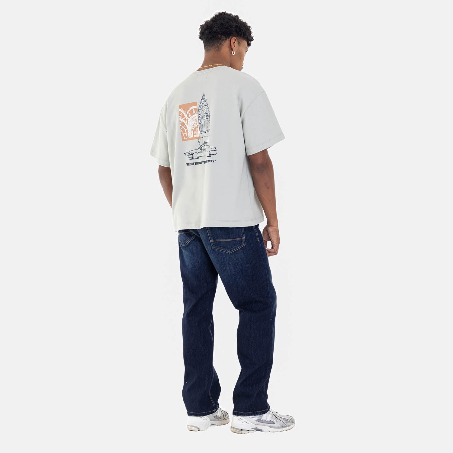 Boxy Fit City Sketch Tee Sage