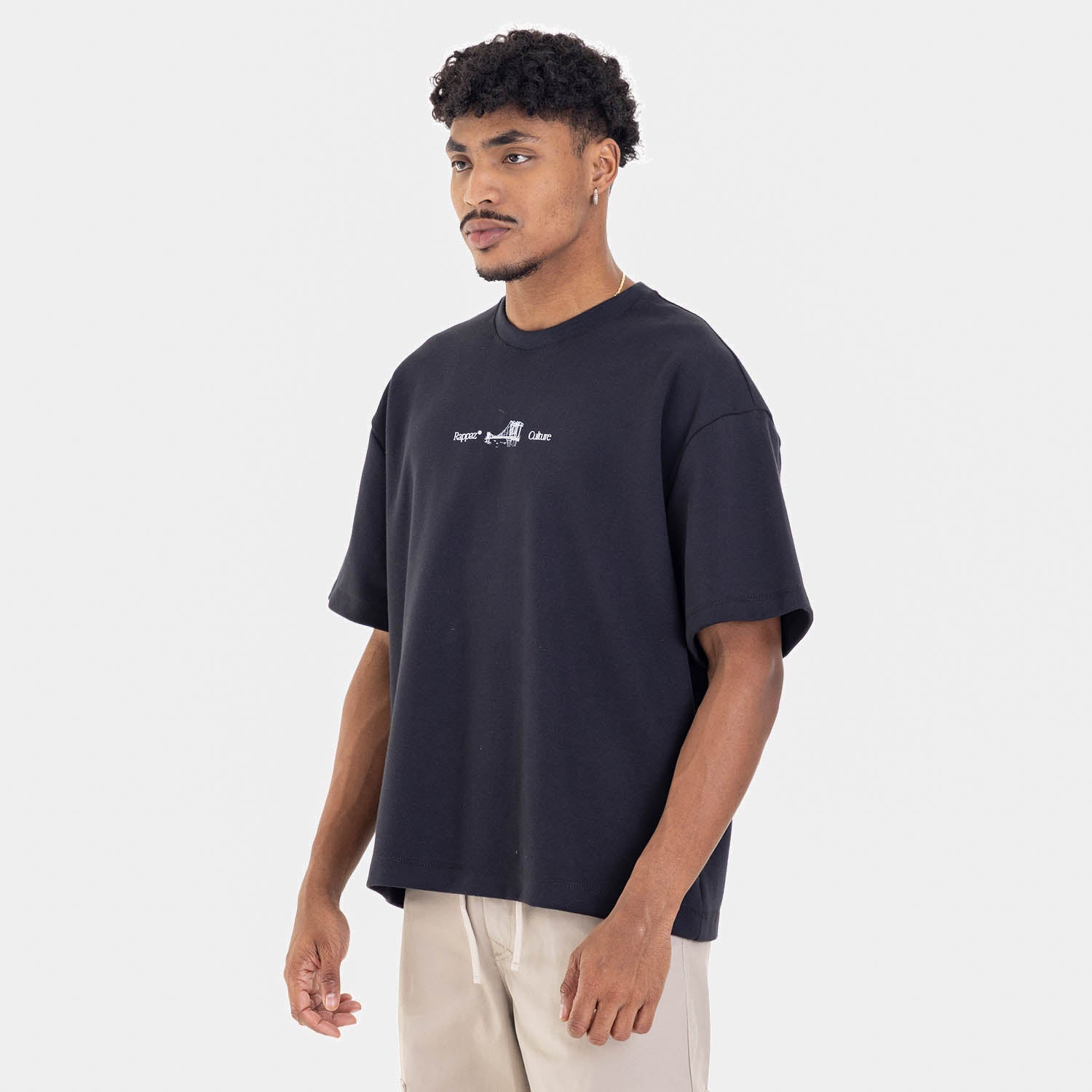 Boxy Fit Tee Brooklyn Bridge Black