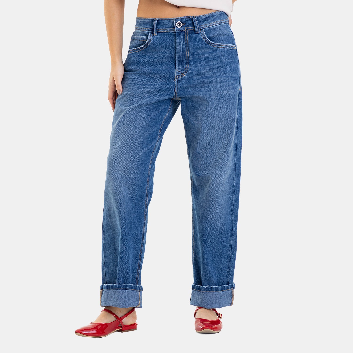 Straight Fit Jeans Mid Blue
