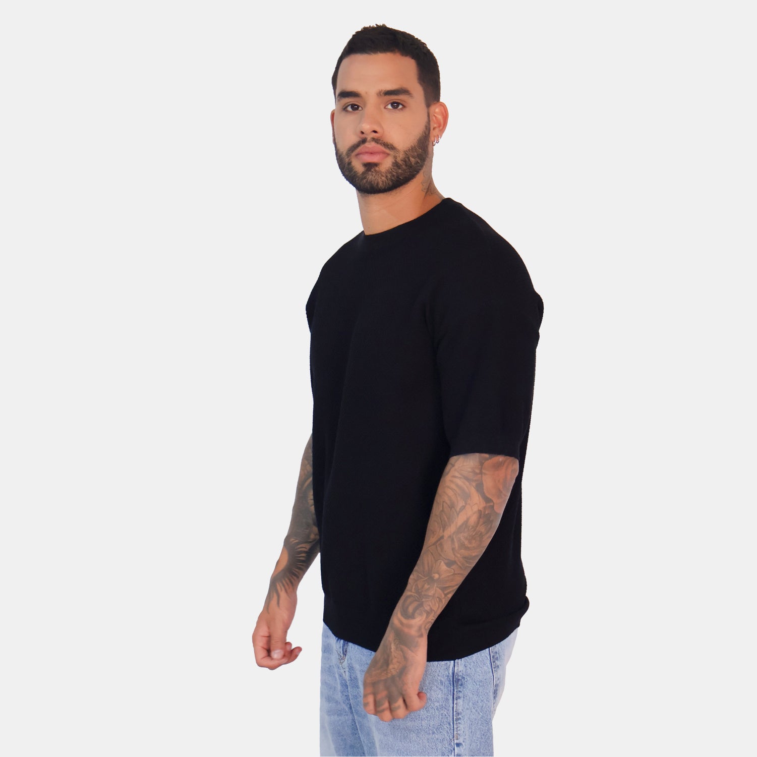 Textured Knit Tee Black