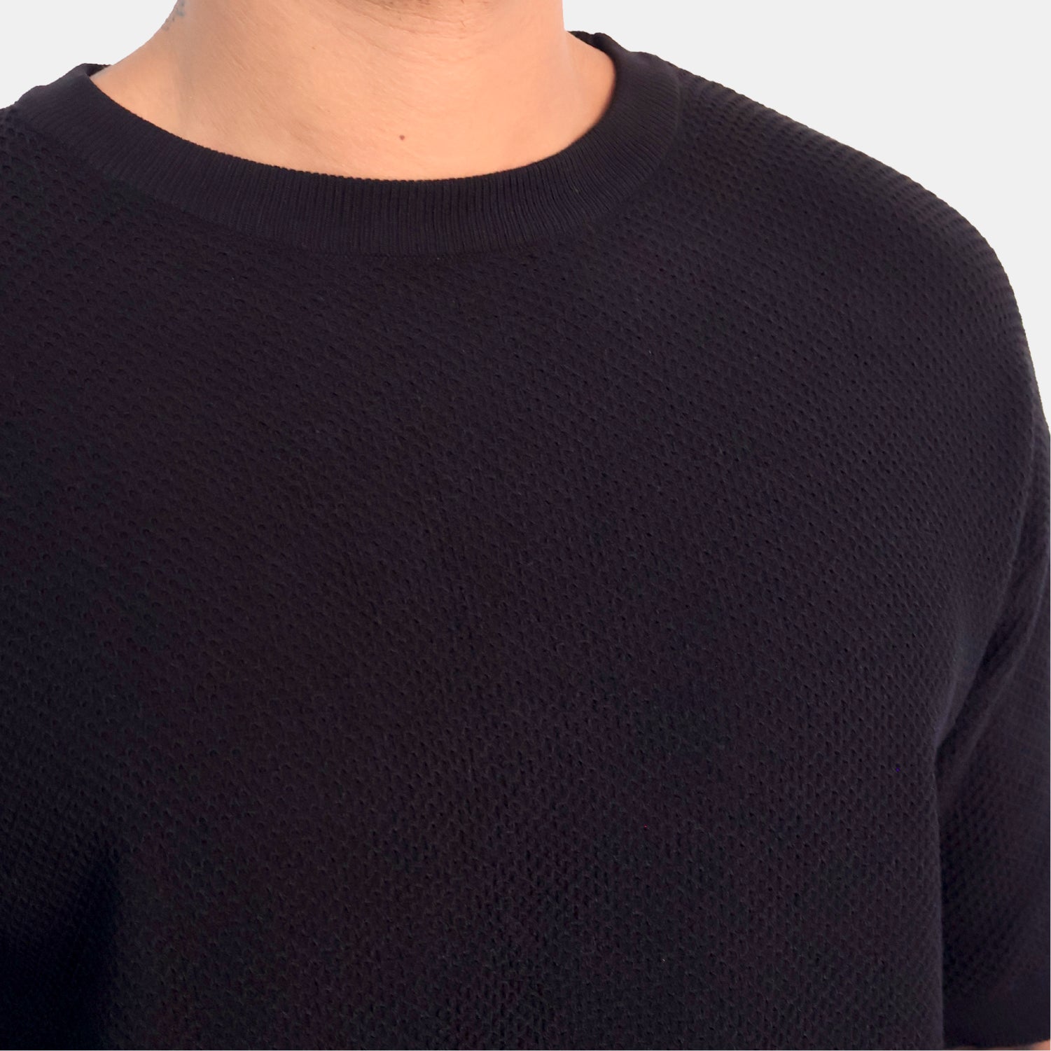 Textured Knit Tee Black