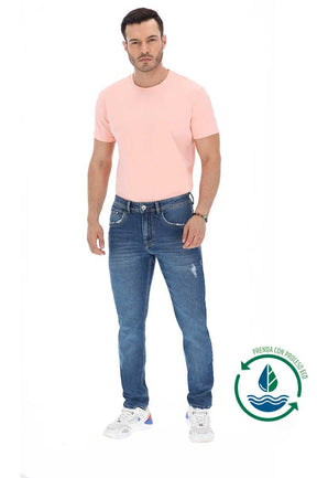 Jean slim color azul medio marca rappaz