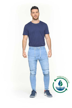 Jogger denim color azul claro marca rappaz